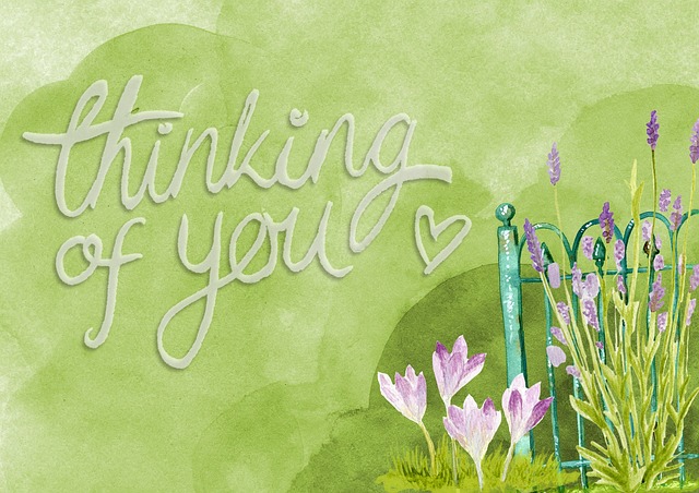 「thinking of you」と書かれた絵