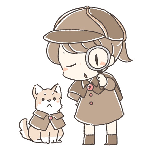 探偵の格好をした女の子と犬