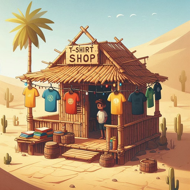 砂漠の真ん中にオープンしたTシャツショップ