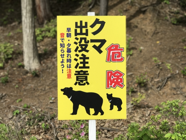 「危険 クマ出没注意」の看板